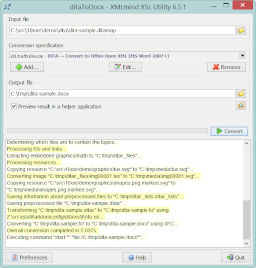 The main window of XMLmind XSL Utility.