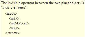 Tool tip for the ``Invisible Times'' binary operation