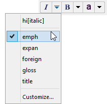 The "emph" toggle found in first menu is switched on