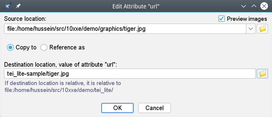The dialog box letting you specify an image file