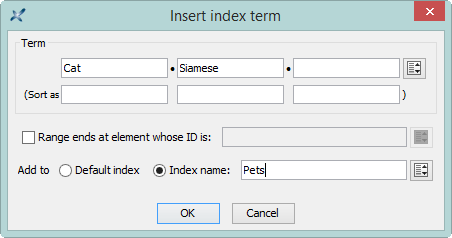 The index term editor dialog box