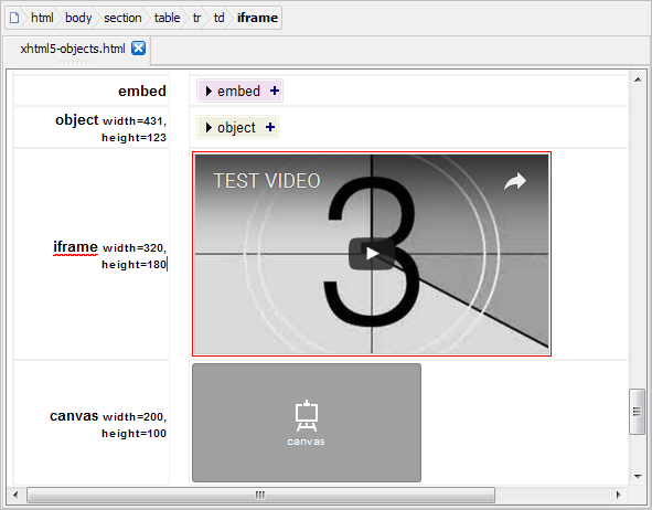 An embedded web browser displaying a sample YouTube™ video