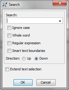 The simple text search dialog box