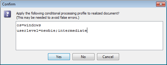 The "apply last used profile" dialog box displayed by command Check Assembly