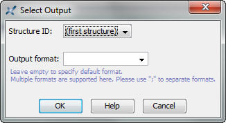 The dialog box displayed by menu item "Select Output"