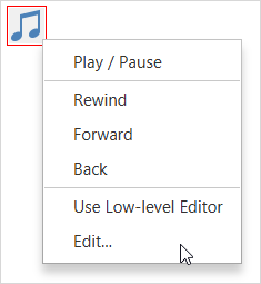 The right-click popup menu of a media player (audio only, no controls)