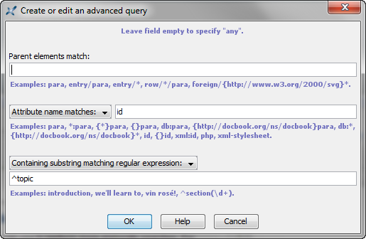 The "Create or edit an advanced query" dialog box
