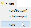 The Note menu