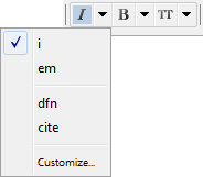 Toggles found at the beginning of the XHTML tool bar