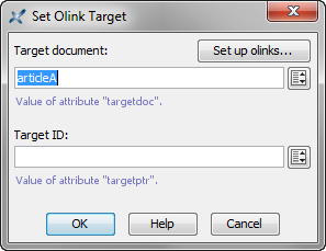 The "Set Olink Target" dialog box